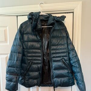 Teal Puffer Jacket with Hood